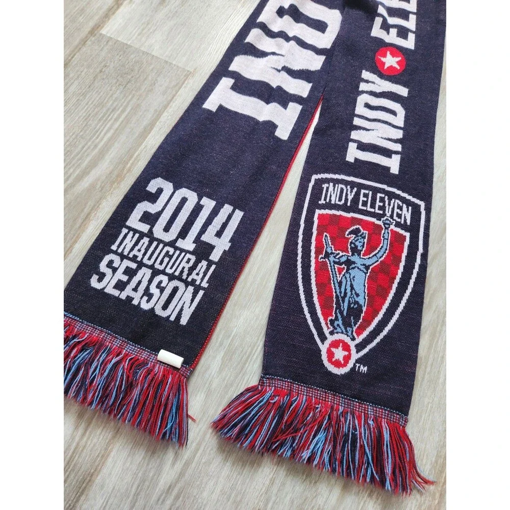 Indy Eleven Soccer Scarf 2014 Inaugural Season USL Fan Scarf Blue Red Acrylic